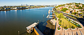Panoramic aerial view of Kingsford Smith Drive, the approach road into Brisbane City from Brisbane Airport, Queensland, Australia