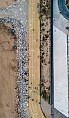 Aerial view of a footpath in Costa da Caparica, Setubal, Portugal.