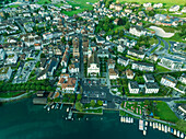 Aerial view of Kussnacht am Rigi, a small town along the Lake Lucerne at sunset, Schwyz, Switzerland.