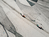 Aerial view of fishing boats and fishing nets at Fishery ghat, Cox Bazar, Bangladesh.