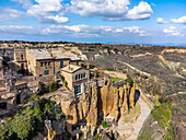 Aerial view of old european hilltop town, Civita di Bagnoregio, Lazio, Italy.