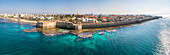 Panorama-Luftaufnahme der Altstadt von Akko Altstadt von Akko, Israel.