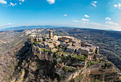 Aerial view of old european hilltop town, Civita di Bagnoregio, Lazio, Italy.
