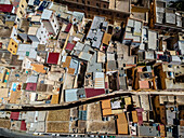 Luftaufnahme der Innenstadt von Marsala, Blick von oben auf das Wohnviertel, Trapani, Sizilien, Italien.