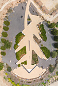 Aerial view of a monument shaped like arrow, Black arrow, Mefalsim, Israel.