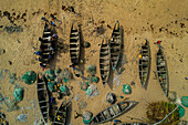 Aerial view of fishing village on the shore of Lagos State, Nigeria.