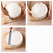 Coat the cake with cream