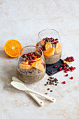 Cappuccino chia pudding with clementines