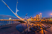 Boat sculpture at dusk, Reykjavik, Iceland