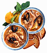 Zuppa di Pesce - Seafood soup with toasted bread