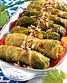 Cabbage rolls with pine nuts and tomato sauce from Greece