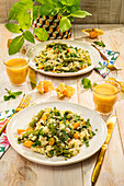 Asparagus risotto with mint and cape gooseberries