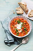 Sweet potato and lentil goulash from the air fryer