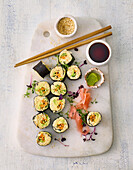Vegetarian sushi rolls with cauliflower rice