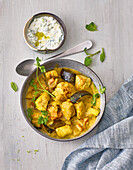 Chicken curry with raita