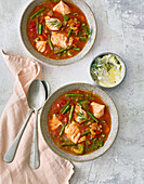 Vegetable stew with salmon and beans