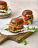 Portobello burger with beef patty