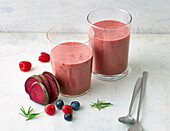 Beetroot booster with coconut milk and berries