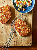 Hawaiian ahi with coconut crust and pineapple and papaya salad