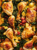 Italian tray-baked chicken with potatoes and chard