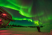 Aurora tourists enjoy the show at the Churchill Northern Studies Centre, February 26, 2025. This was the Learning Vacations tour group in late February 2025..