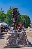 Statue of Jim Bridger at the entrance to the Fort Bridger Historic Site and Museum in Fort Bridger, Wyoming.