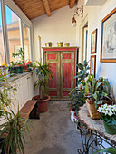 Balcony decorated with plants in suite apartment of Ortigia, Sicily
