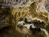 Fragile calcite cave formations by Hidden Lake in the Timpanogos Cave in Timpanogos Cave National Monument, Utah.