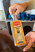 A patent medicine bottle in Carter's commissary store from the 1800s at the Fort Bridger Historic Site in Wyoming.