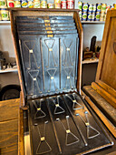 Antique account register in Carter's commissary store from the 1800s at the Fort Bridger Historic Site in Wyoming.