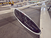 An FFA Diamont 16.5 sailplane in the Southwest Soaring Museum, Moriarty, New Mexico. It was the first sailplane built entirely of fiberglass.