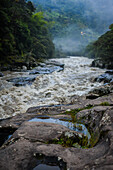 The wild water of the rapids in the Strait of Magdalena, near San Agustín, is the narrowest point of the Magdalena River in Colombia