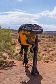 Life-size replica of the dinosaur Gojirasaurus quayi at the Moab Giants dinosaur park in Moab, Utah.