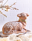 Easter lamb cake with liqueur, chocolate and marzipan