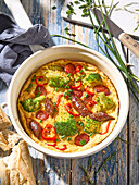 Fritatta with broccoli and sausage