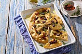 Focaccia with olives and dried tomatoes