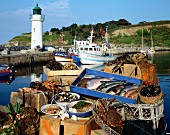 Verschiedene Fische und Meeresfrüchte im Hafen von Belle-Ile-en-Mer