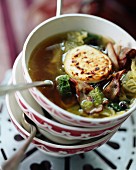 Cabbage soup with gratinated goat's cheese