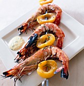 Gambas and apricot creole brochettes