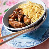 Cantonese chicken and chinese noodles