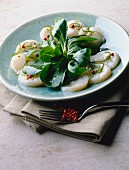 Watercress salad with scallops