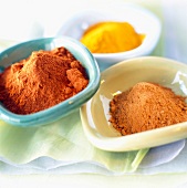 Bowls of powdered spices