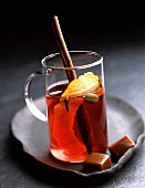 Mulled wine with cinnamon toffee candy
