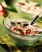 Chilled cucumber soup with mint