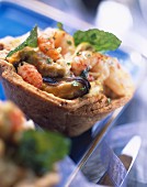 Individual seafood tart