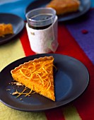 Slice of carrot and orange tart