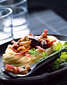 Fettuccine with mushrooms and bacon