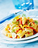 Rigatoni pasta with peppers