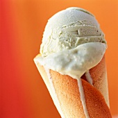 Pistachio ice cream in cone