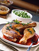 Grilled chicken with fried parsley